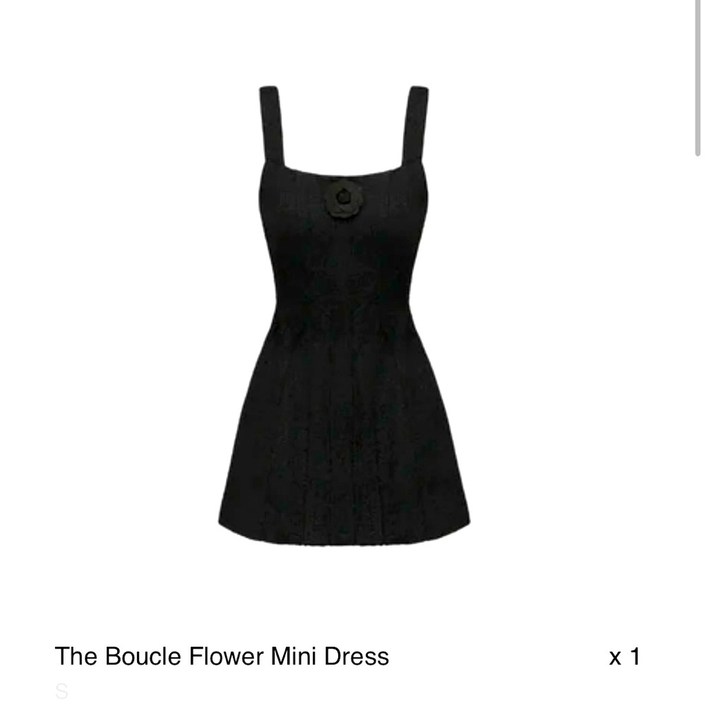 Bouclé Flower Strap Mini Dress - Black